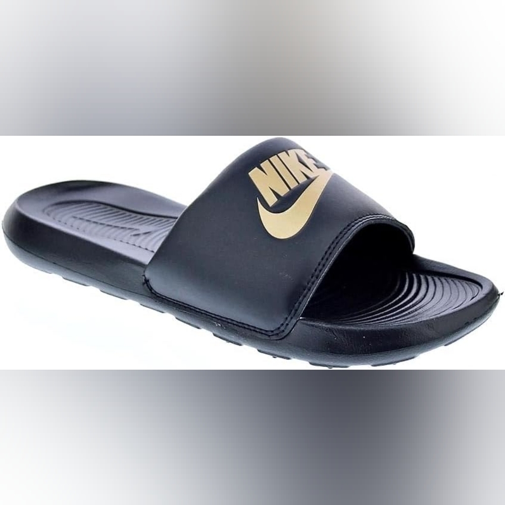 Nike Victori One Men's Slides Black with Gold Logo Nike Size 12 - Picture 7 of 7